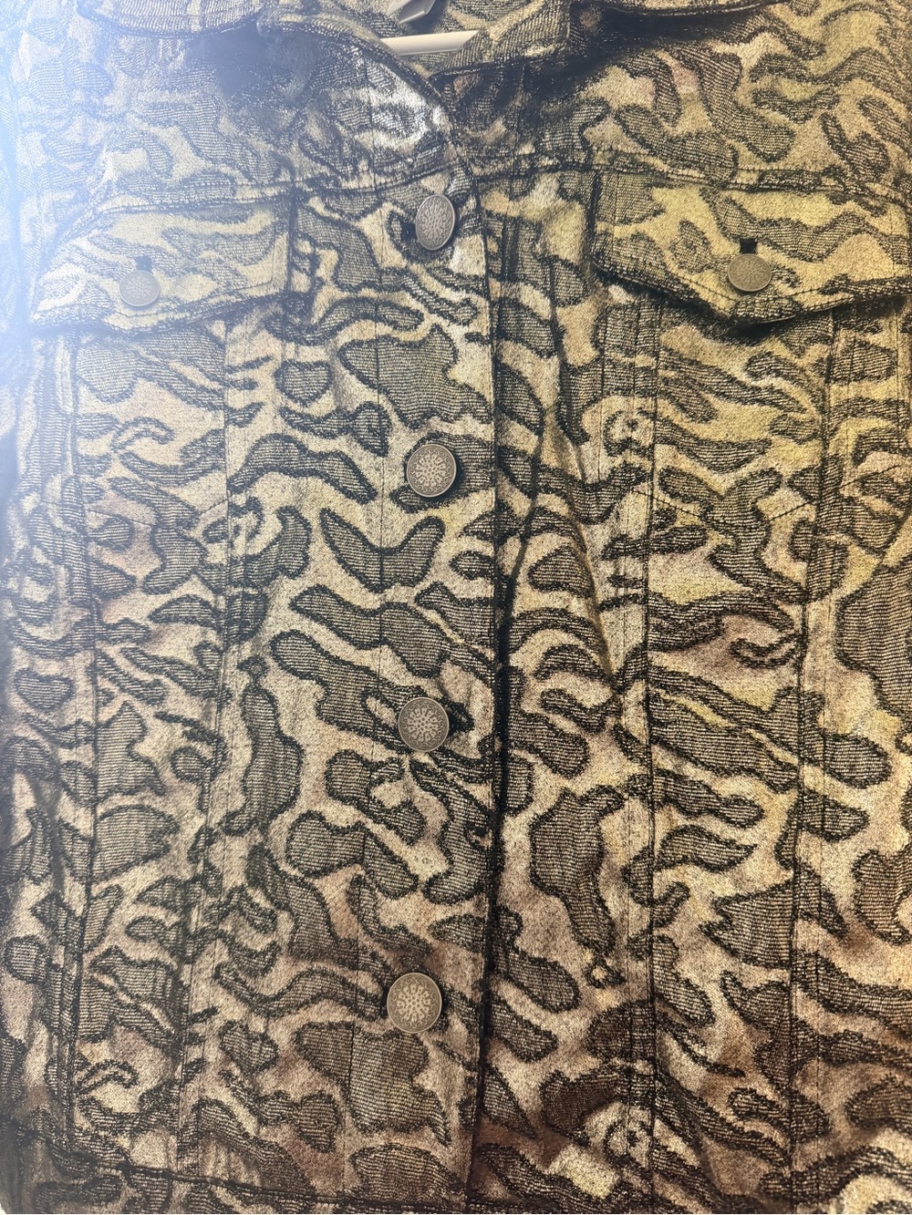Chico's Gray Patterned Jean Jacket - Picture 4 of 6